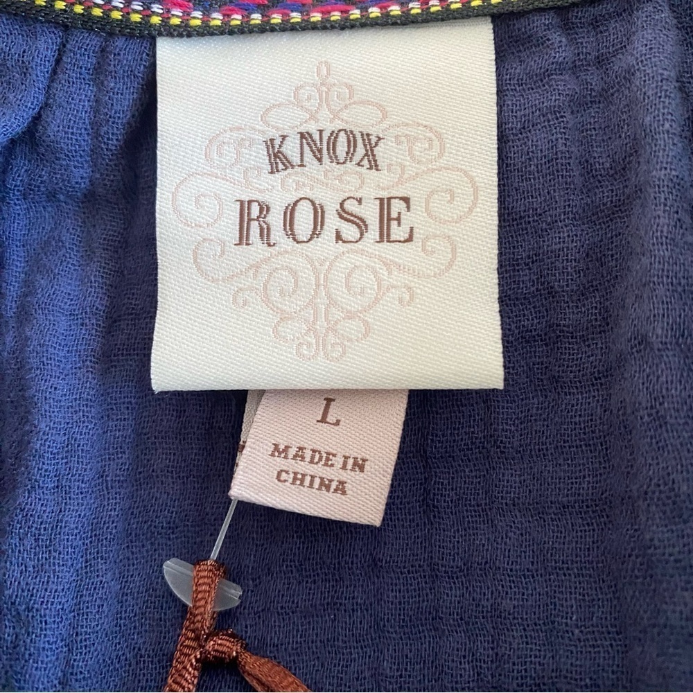 Women's Short Sleeve Gauze Romper - Knox Rose Navy Blue Size L - Picture 6 of 8